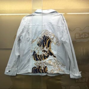 White Denim Hand Painted Jacket